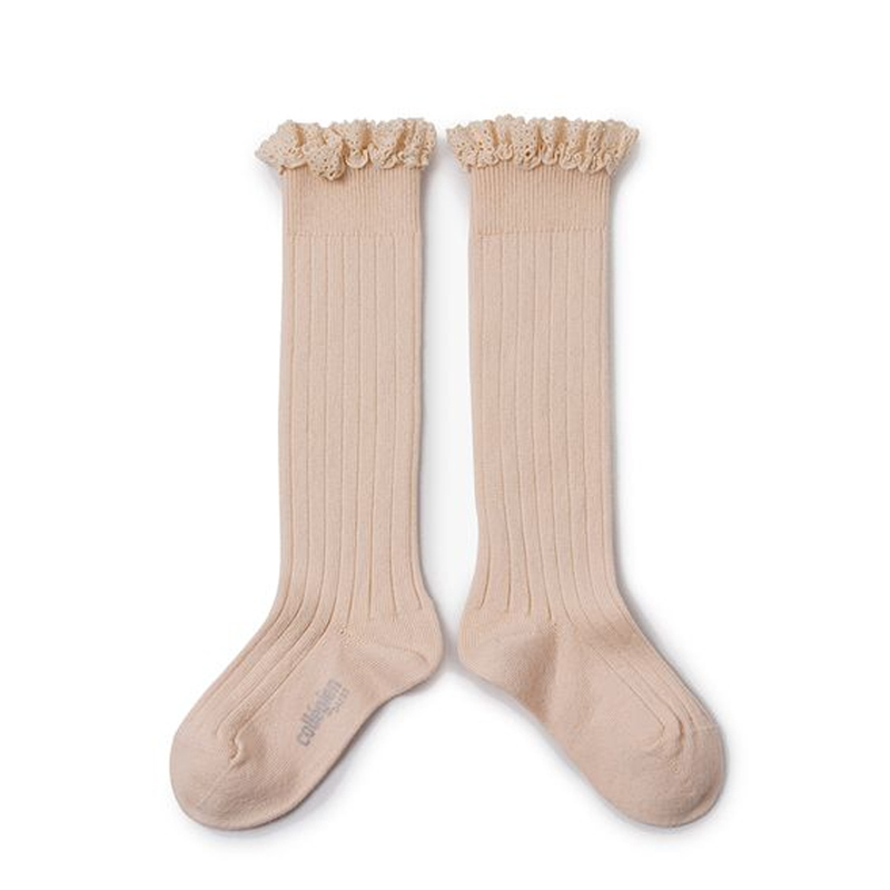 Collégien-Joséphine Sock 蕾絲羅紋及膝襪(Sorbet)