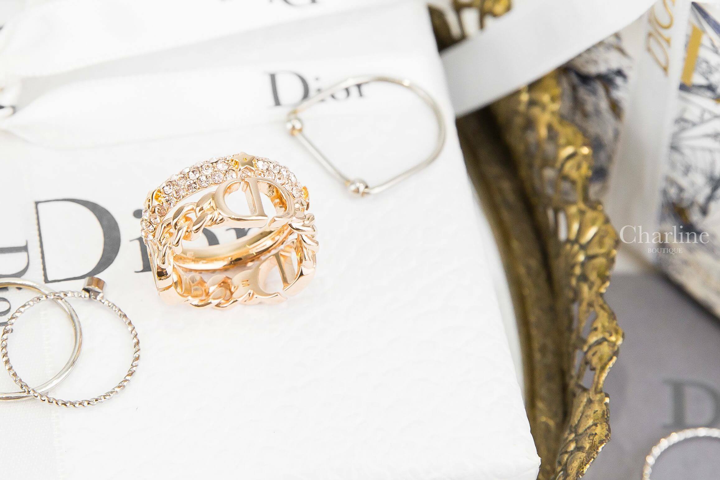 Dior Petit CD Ring Set 玫瑰金CD/水鑽星星戒指兩件組-Charline Boutique 精品代購