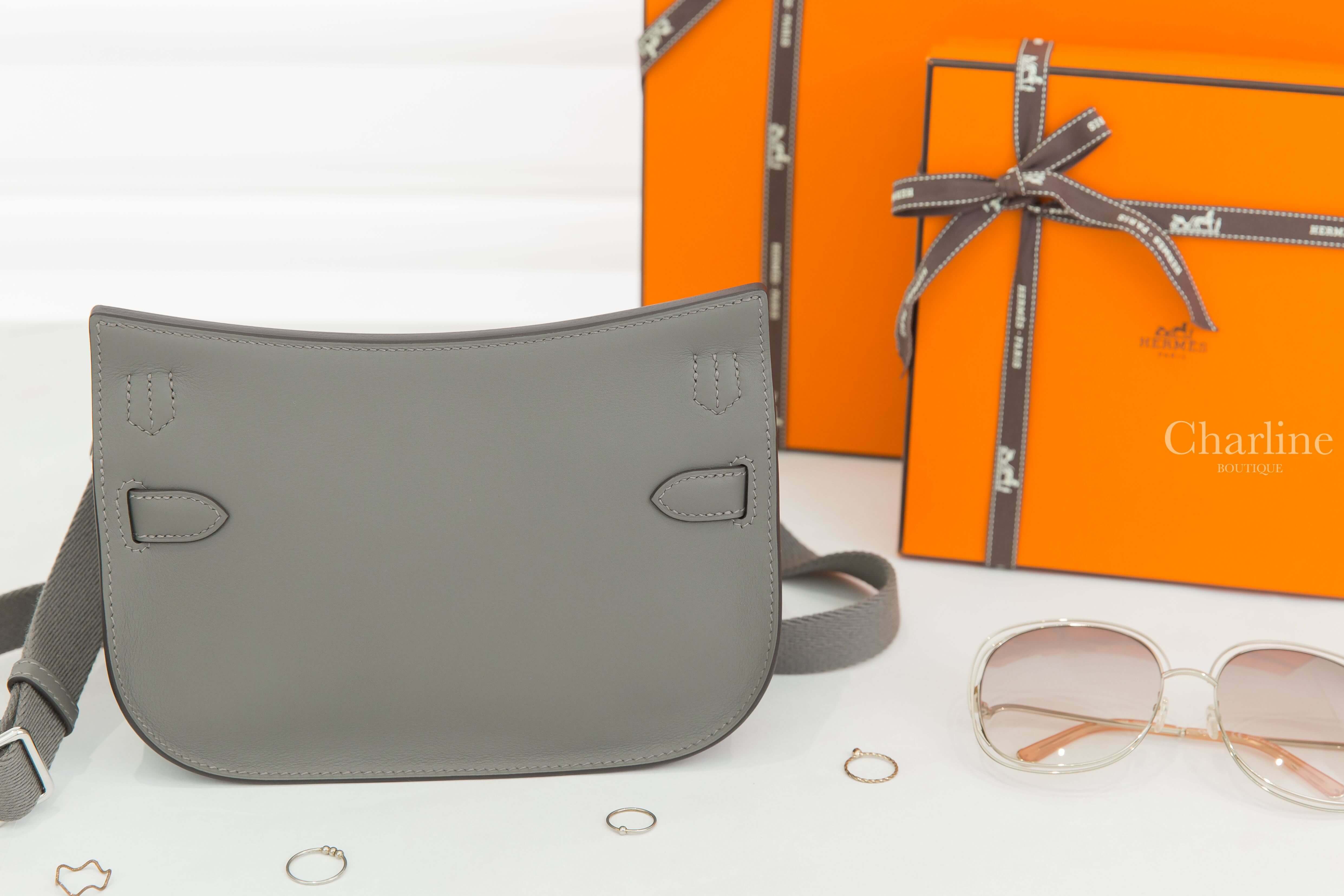 Hermès Jypsiere Mini 0L Gris Meyer Veau Swift U刻積雨雲灰銀釦迷你肩背包-Charline Boutique 精品代購
