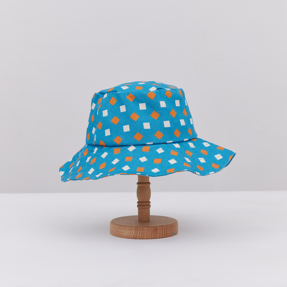 Sun Hat-Size Adjustable (Organic Cotton)/Old Ceramic Tile No.8/Beach Blue