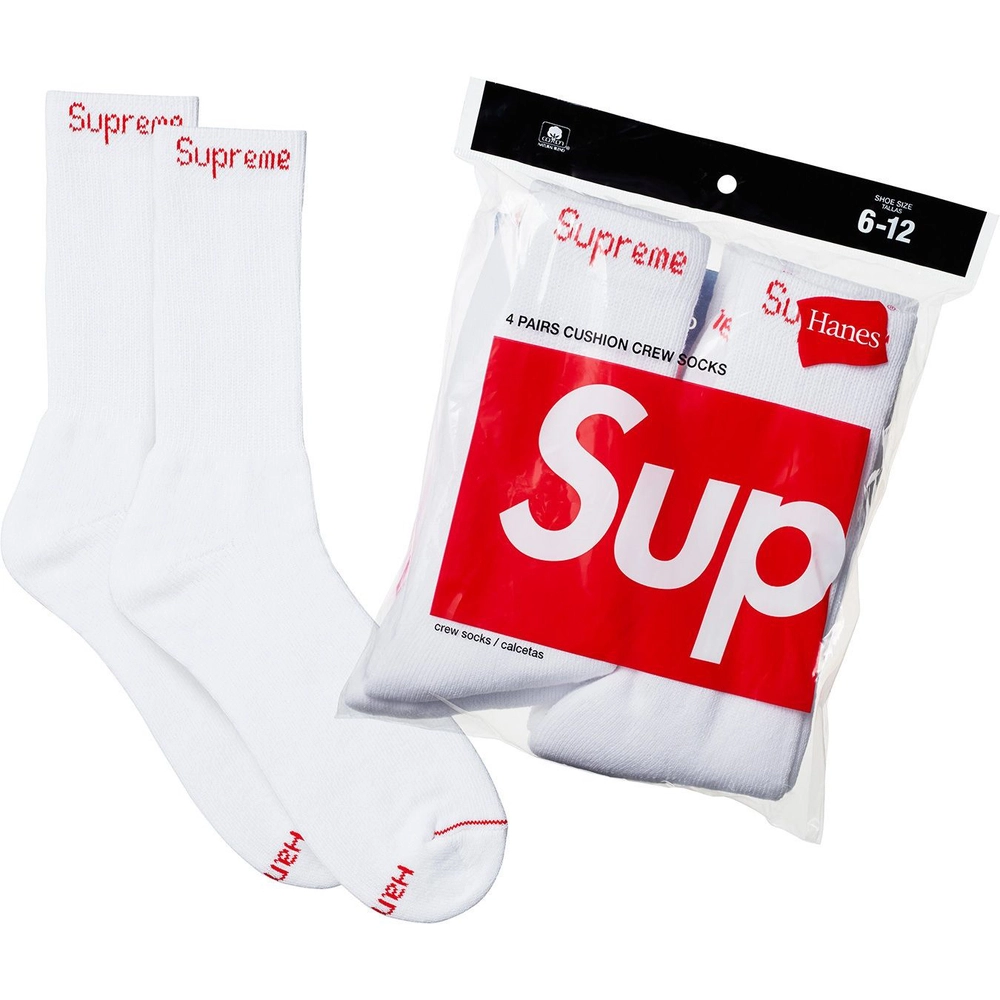 【Focus Store】現貨秒發 Supreme HANES® Crew Socks (4 Pack - White) 白色 襪子 四入組