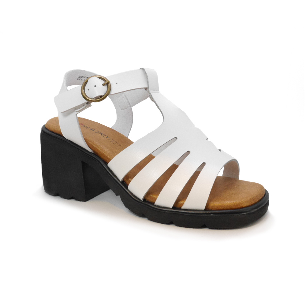 【HEAVENLY FEET】英國舒適品牌 | 低粗跟裸帶涼鞋 CONNIE 白色