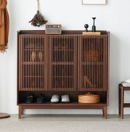 盧森堡胡桃木豎條鞋櫃 LSB-B5094