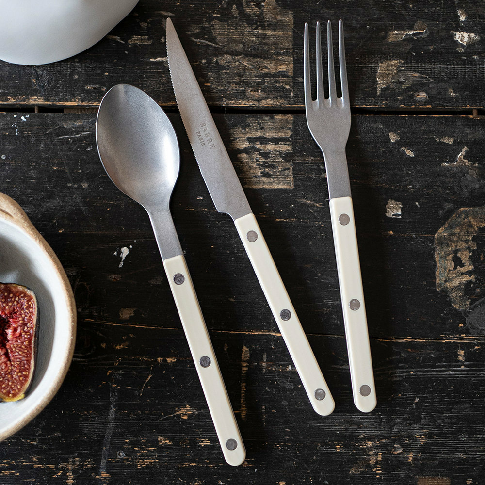 SABRE | Bistrot 復古酒館鈕扣系列 | 主餐湯匙 | 霧面 | 象牙色