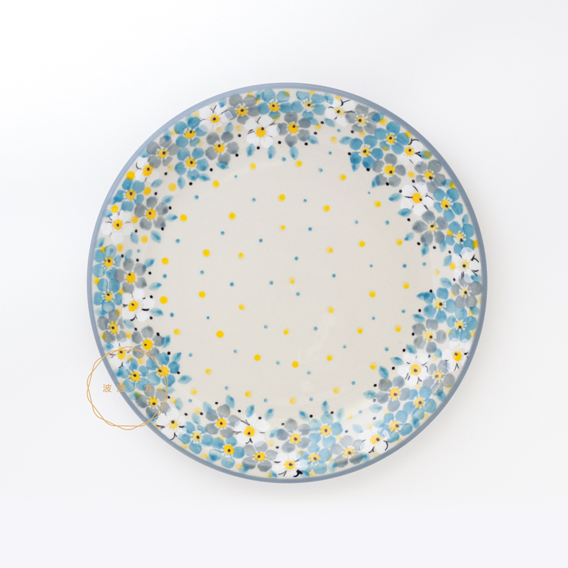 圓盤-Ø21cm-鄉村風 小藍花-黃白