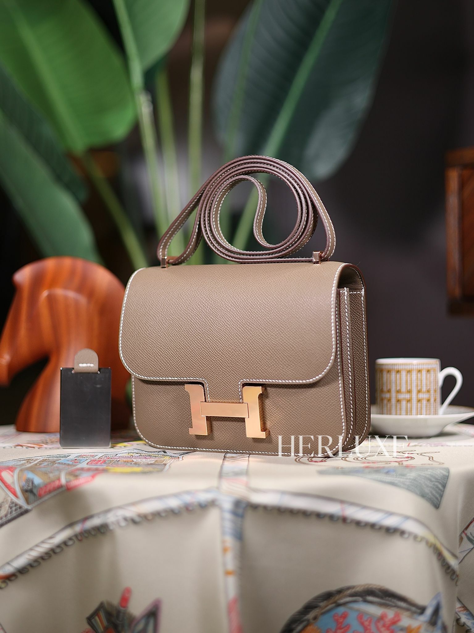 Constance mini mirror 18 etoupe cd epsom K