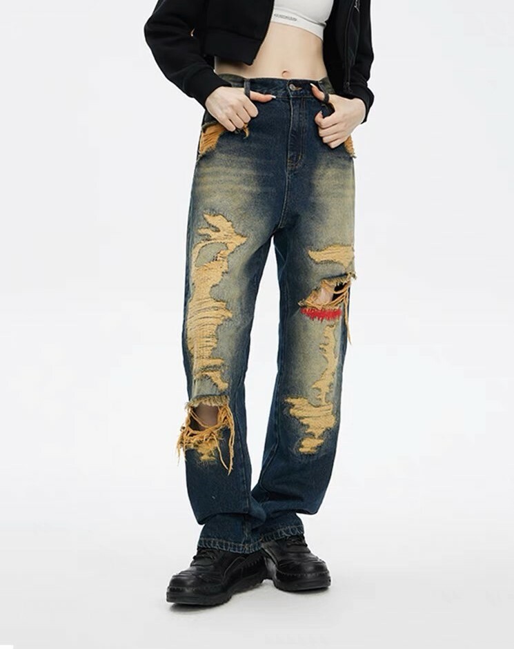 SSUR PLUS x ICONSLAB 水洗 破壞 寬鬆直筒 牛仔褲