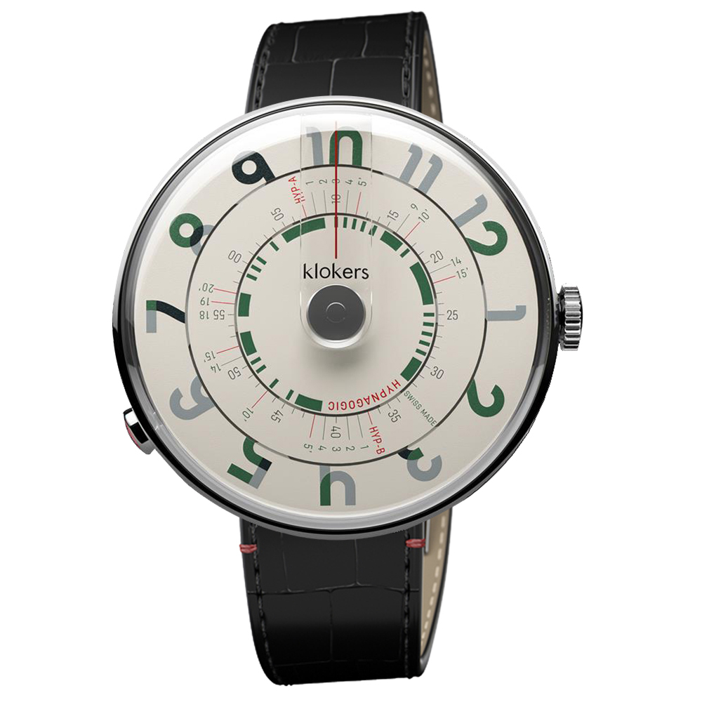 KLOK-01-H3 綠字錶頭+皮革錶帶搭配摺疊錶扣