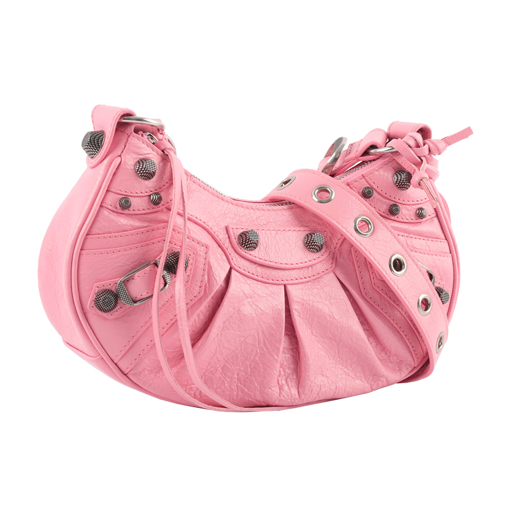 【BALENCIAGA】Le Cagole XS 小羊皮半月可頌包(粉色)