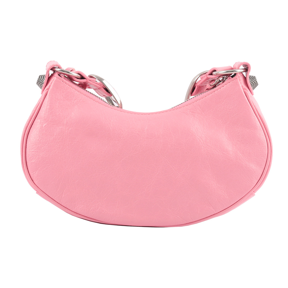 【BALENCIAGA】Le Cagole XS 小羊皮半月可頌包(粉色)