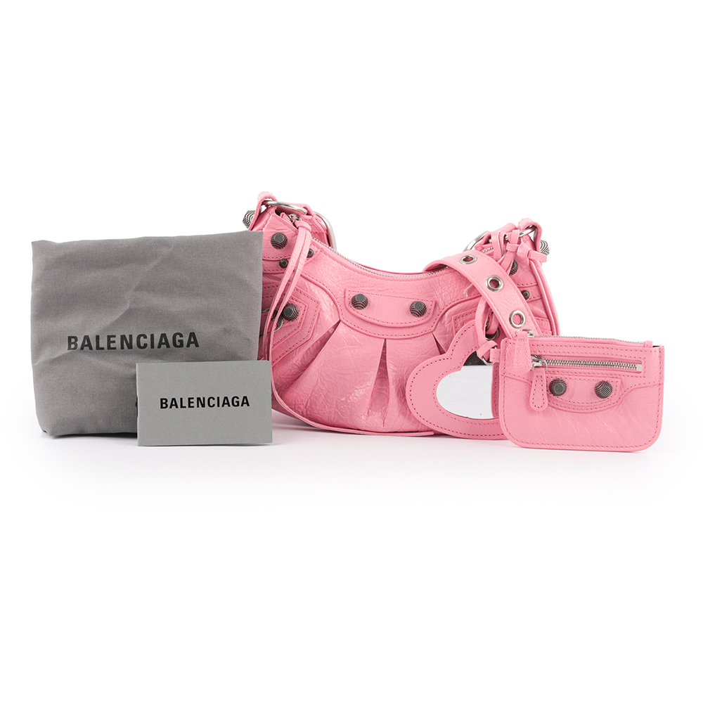 【BALENCIAGA】Le Cagole XS 小羊皮半月可頌包(粉色)