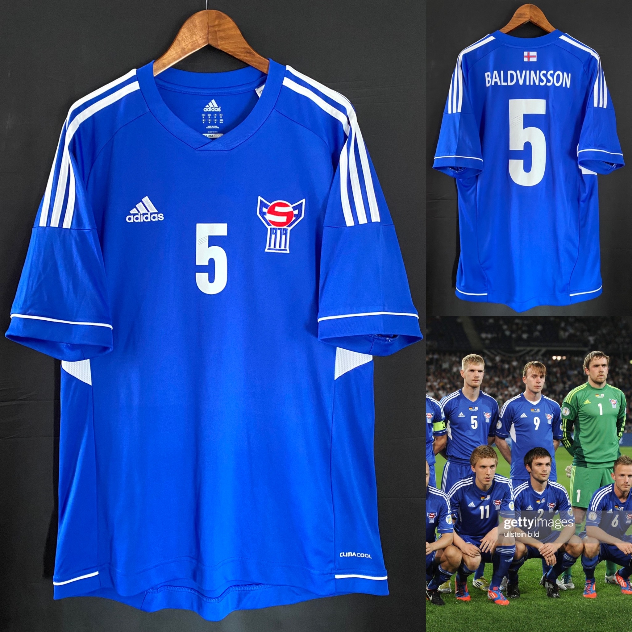 Faroe Islands Football Team 2013-2014 Adidas Home match worn issue shirt #5