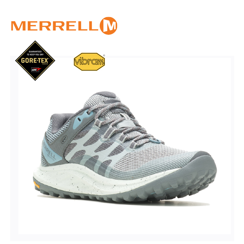MERRELL 美國 ANTORA 3 GTX 防水多功能健行鞋 女款 灰藍 防水透氣/戶外 33ML067566