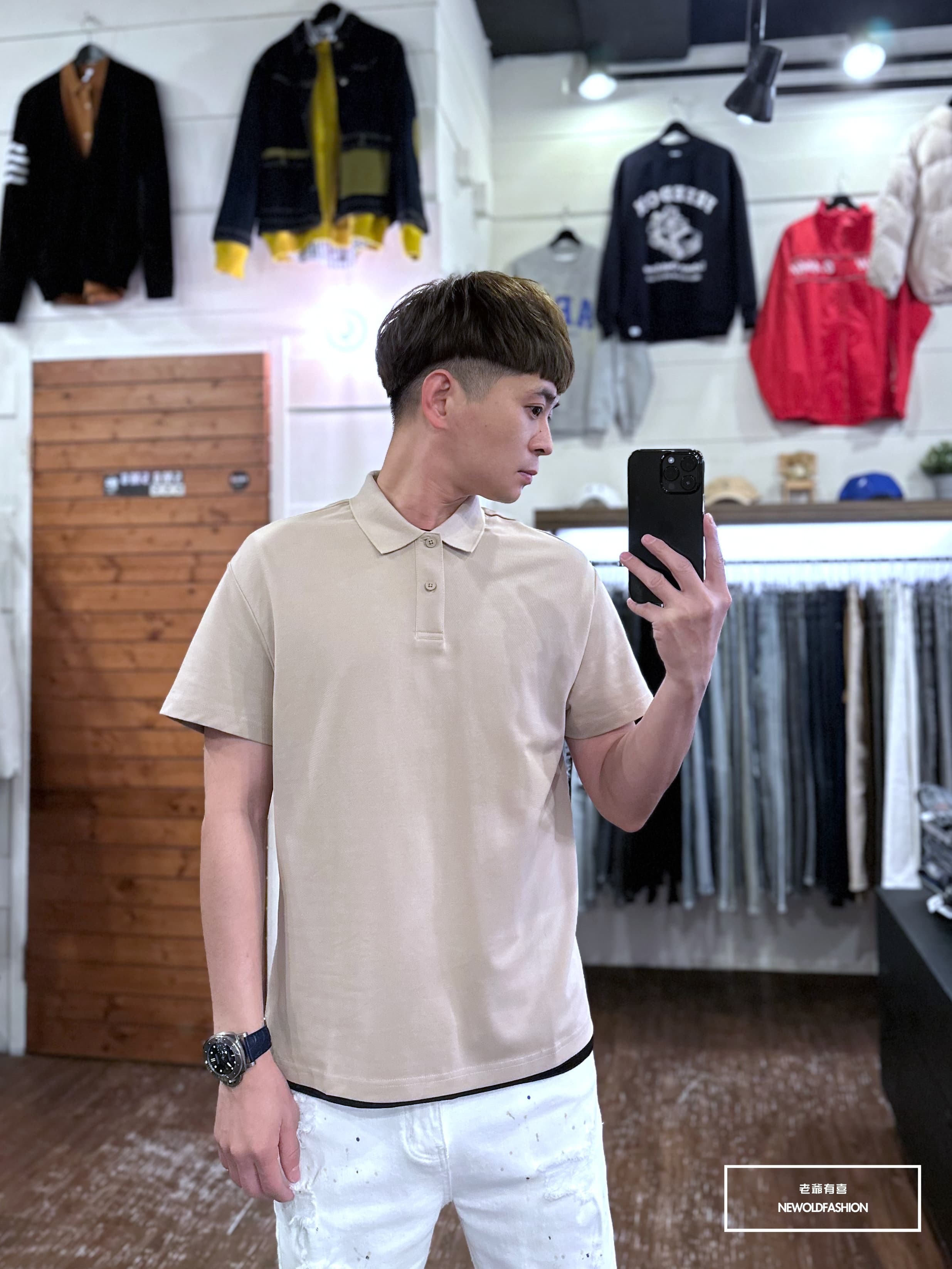 『新品上市』重磅手袖白標POLO衫(NOF2303C50001)-卡其