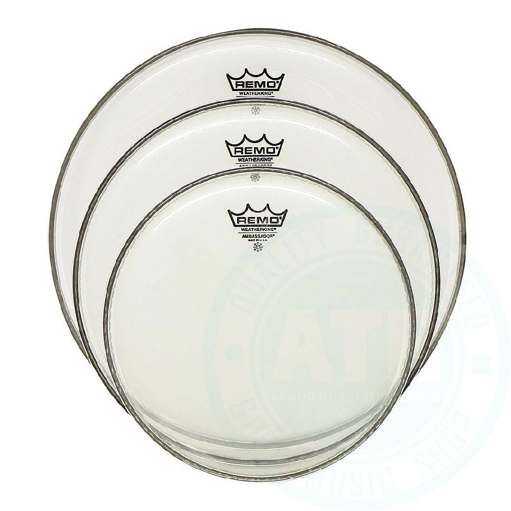 Remo Remo / Ambassador Clear(PP-1382-BA) 10mil 透明鼓皮套組(含10/12/16吋) — 三峽吉他 / Bass｜YA! 玩音樂
