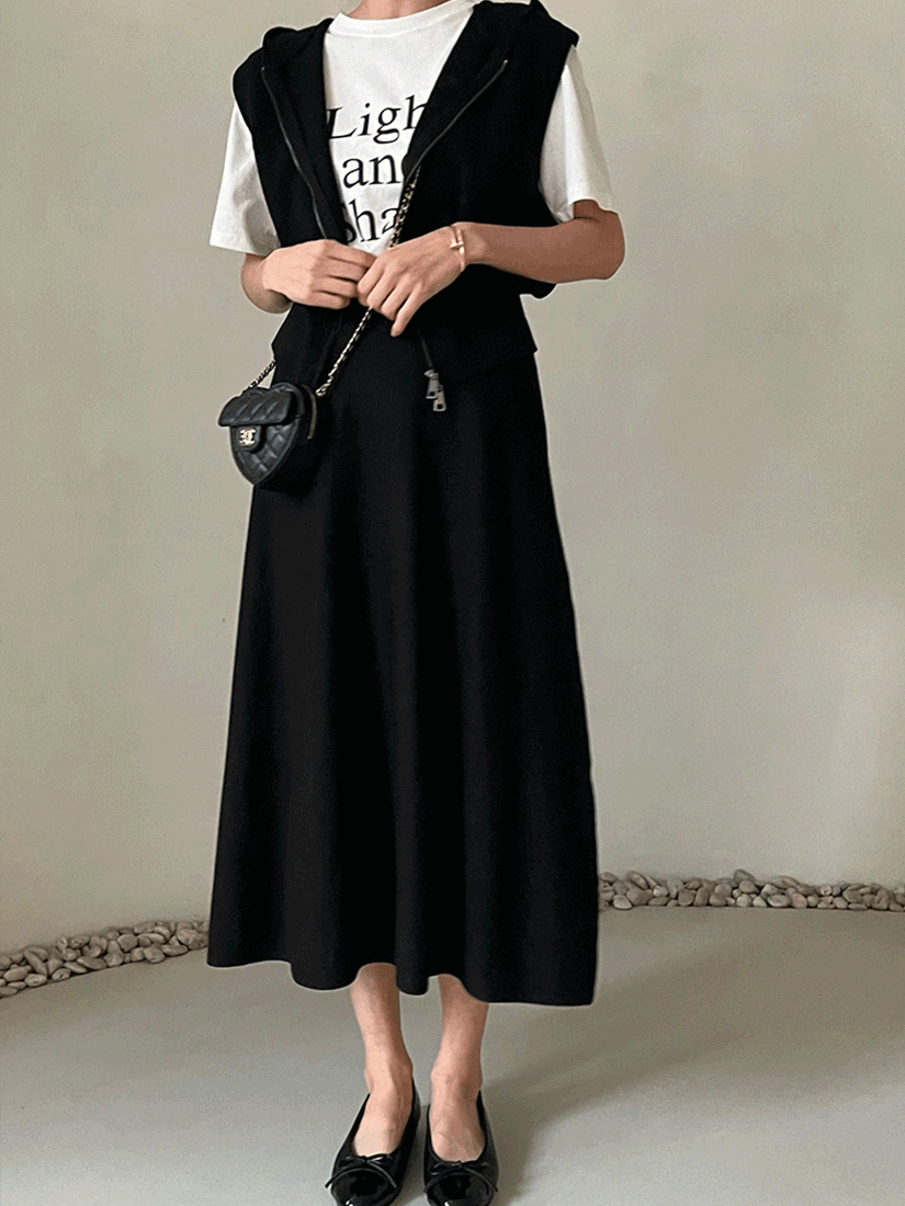 [現貨]休閒率性針織長裙(灰色)