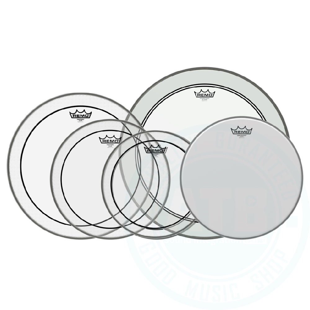 Remo Remo / Pinstripe(PP-0270-PS) 鼓皮套組(含12/13/14/16/22吋) — 三峽鼓 / 打擊｜YA! 玩音樂