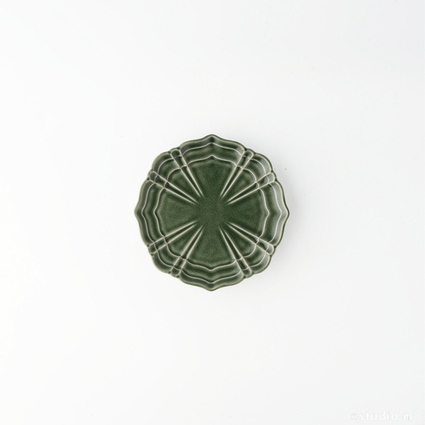 STUDIO M'-Sekka 4寸高台皿 深綠