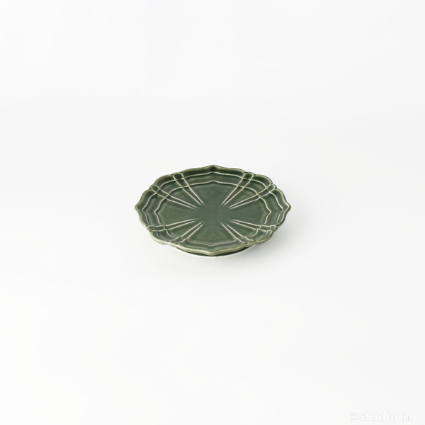 STUDIO M'-Sekka 4寸高台皿 深綠