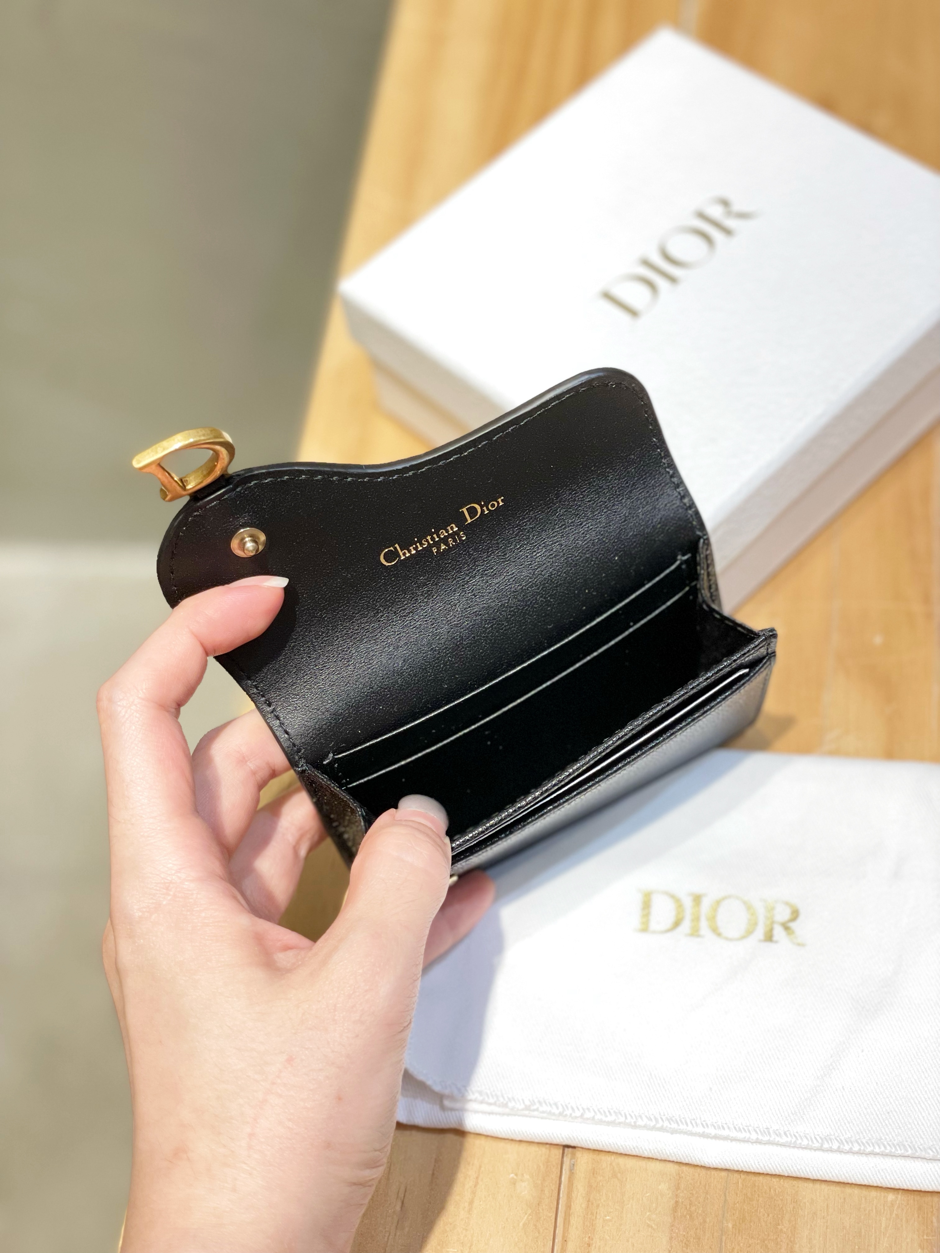 DIOR Saddle Flap Cardholder in goatskin
