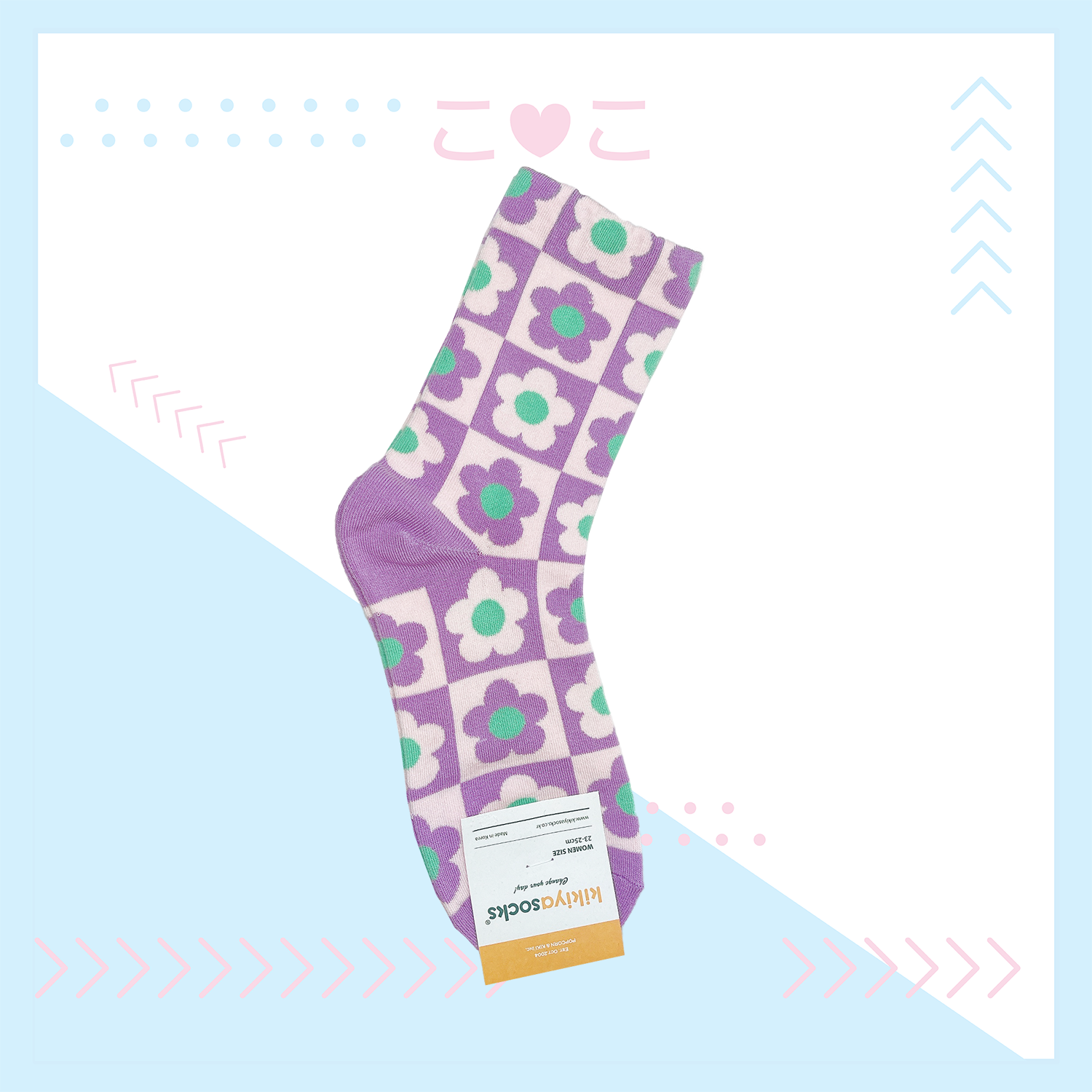 正韓花花格子滿版襪子