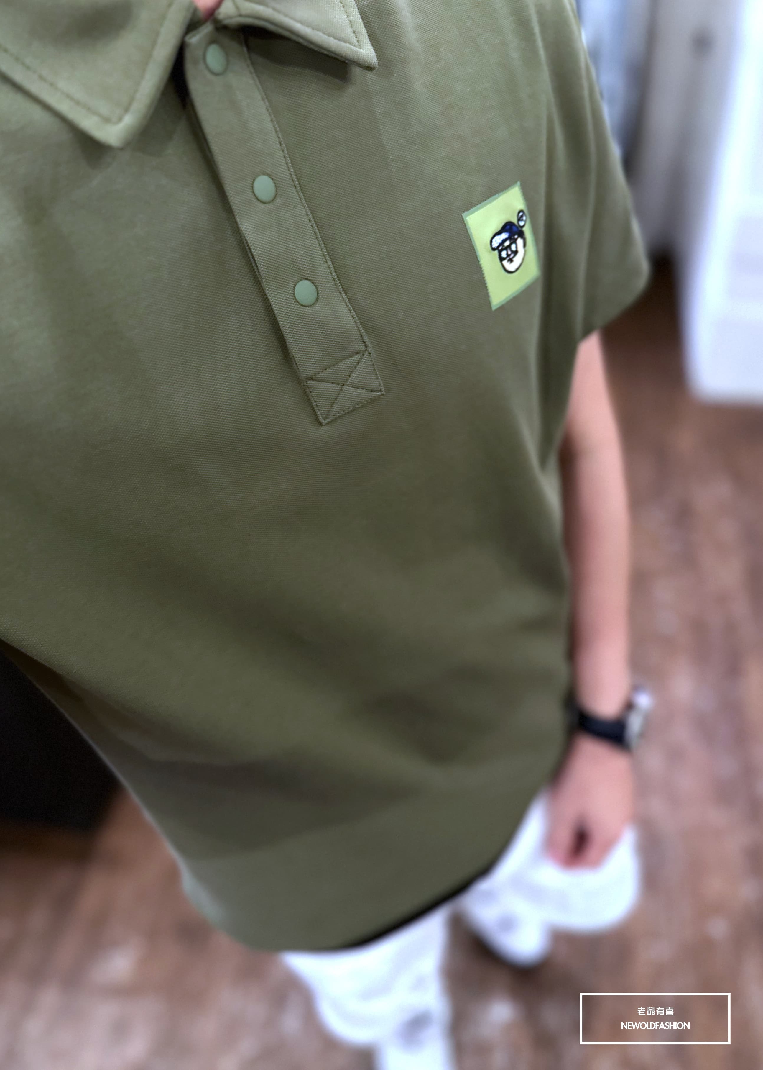 重磅刺繡墨鏡人POLO衫－綠｜NEWOLDFASHION 老爺有喜 (NOF2303C10005)