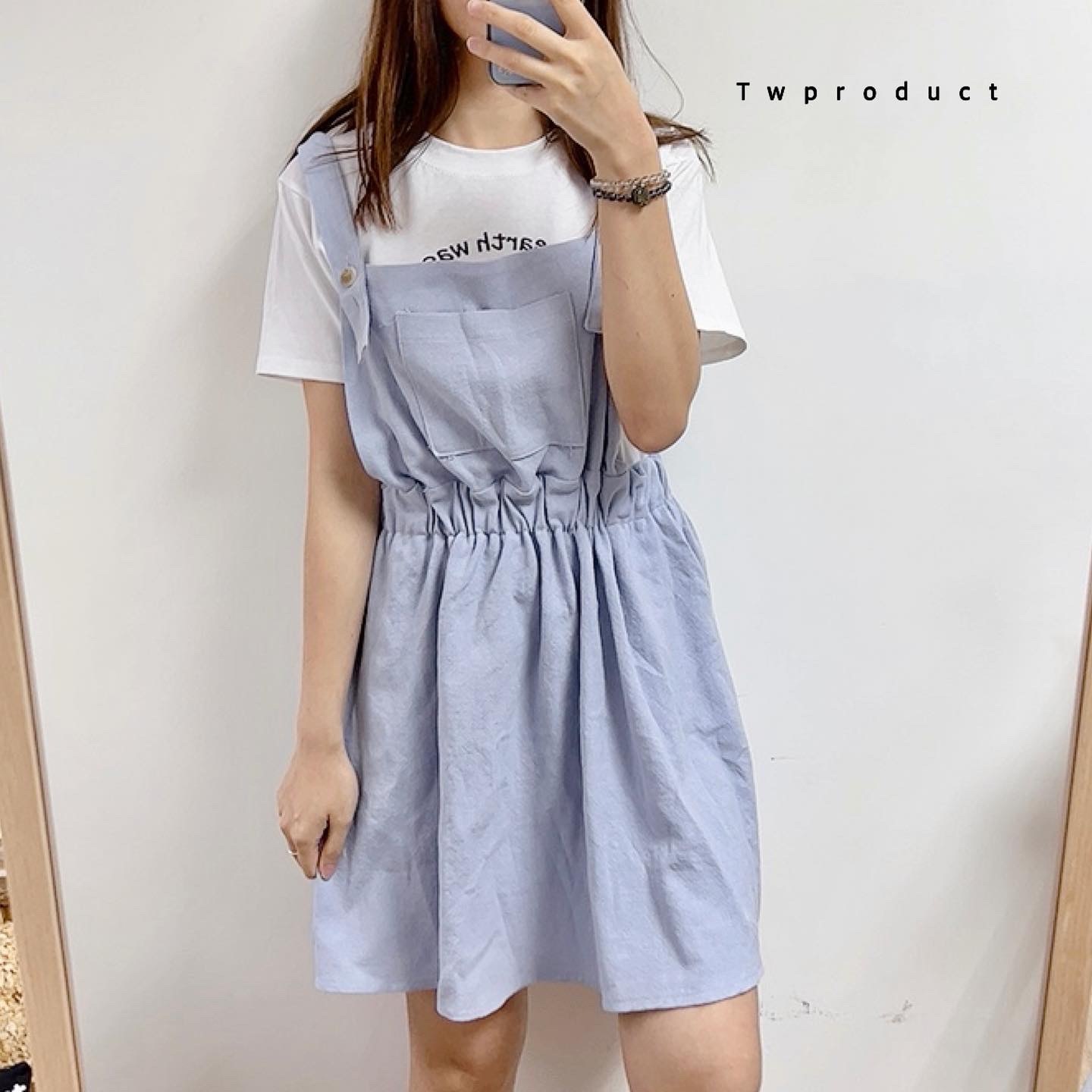 ✨ ||OPS92 ||SUMMER吊帶麻質口袋連身短裙