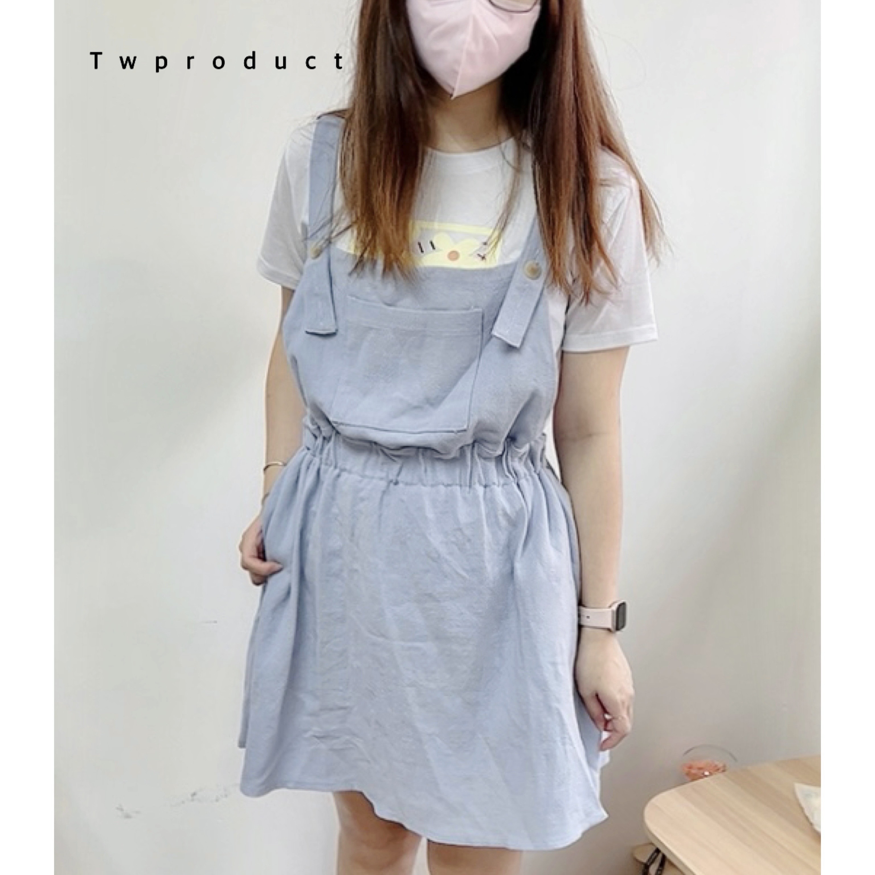 ✨ ||OPS92 ||SUMMER吊帶麻質口袋連身短裙