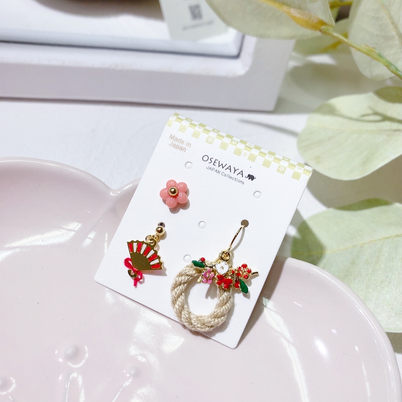[日本制] 櫻花與花圈耳環