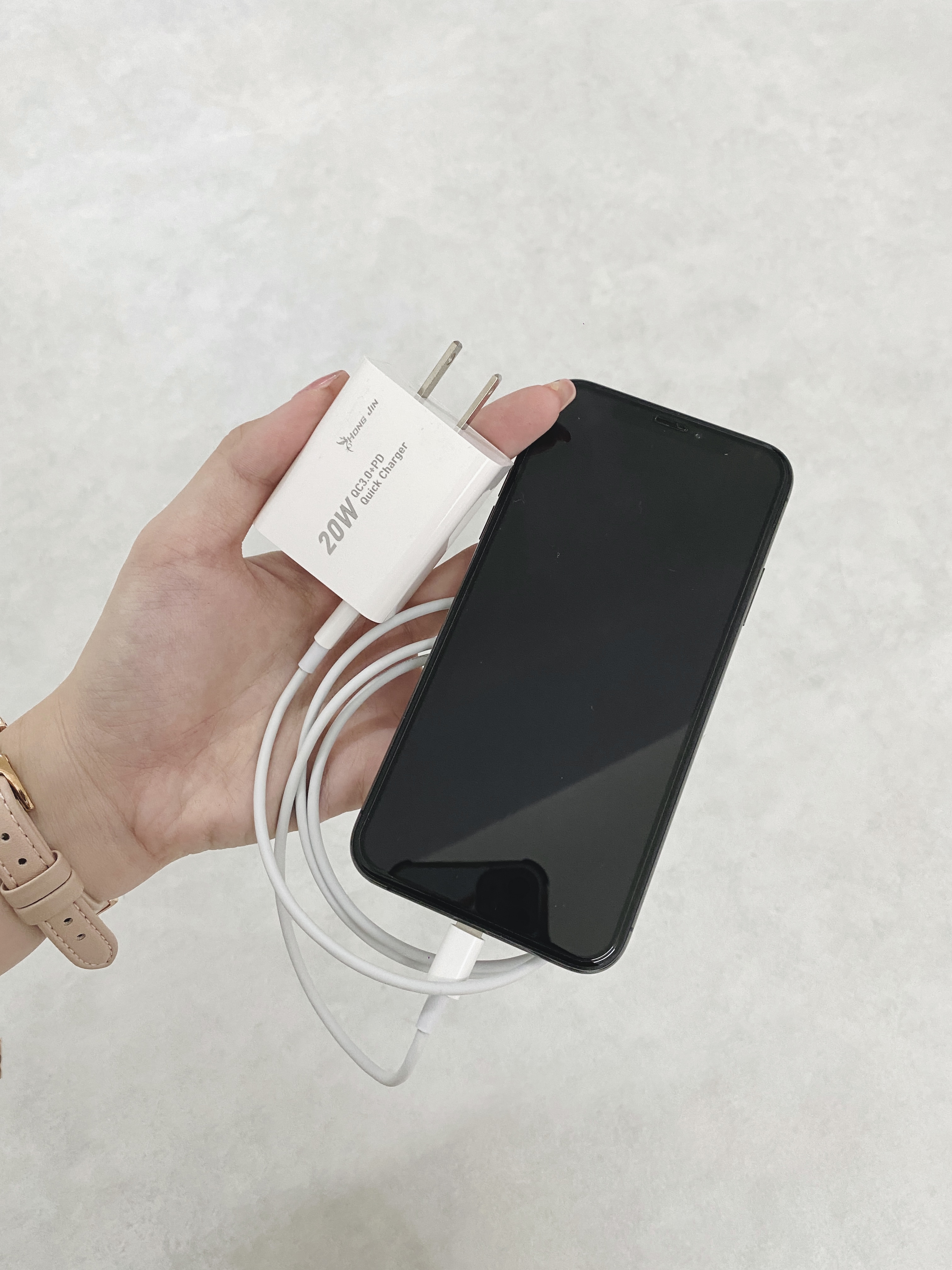 宏晉 雙孔手機快充頭+lighting充電線 1M