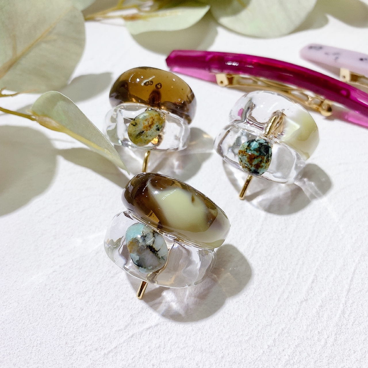 [手作家] 雲染風天然石髮圈插