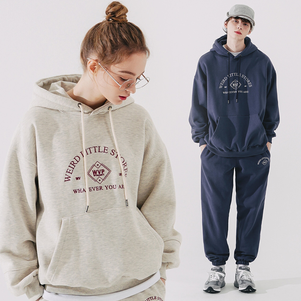 <預購> 韓國WV PROJECT 電繡招牌WVP刷毛帽Tx縮口棉褲#套裝