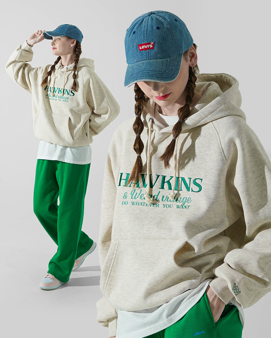 <預購>  韓國WV PROJECT 電繡霍金斯高磅刷毛帽T