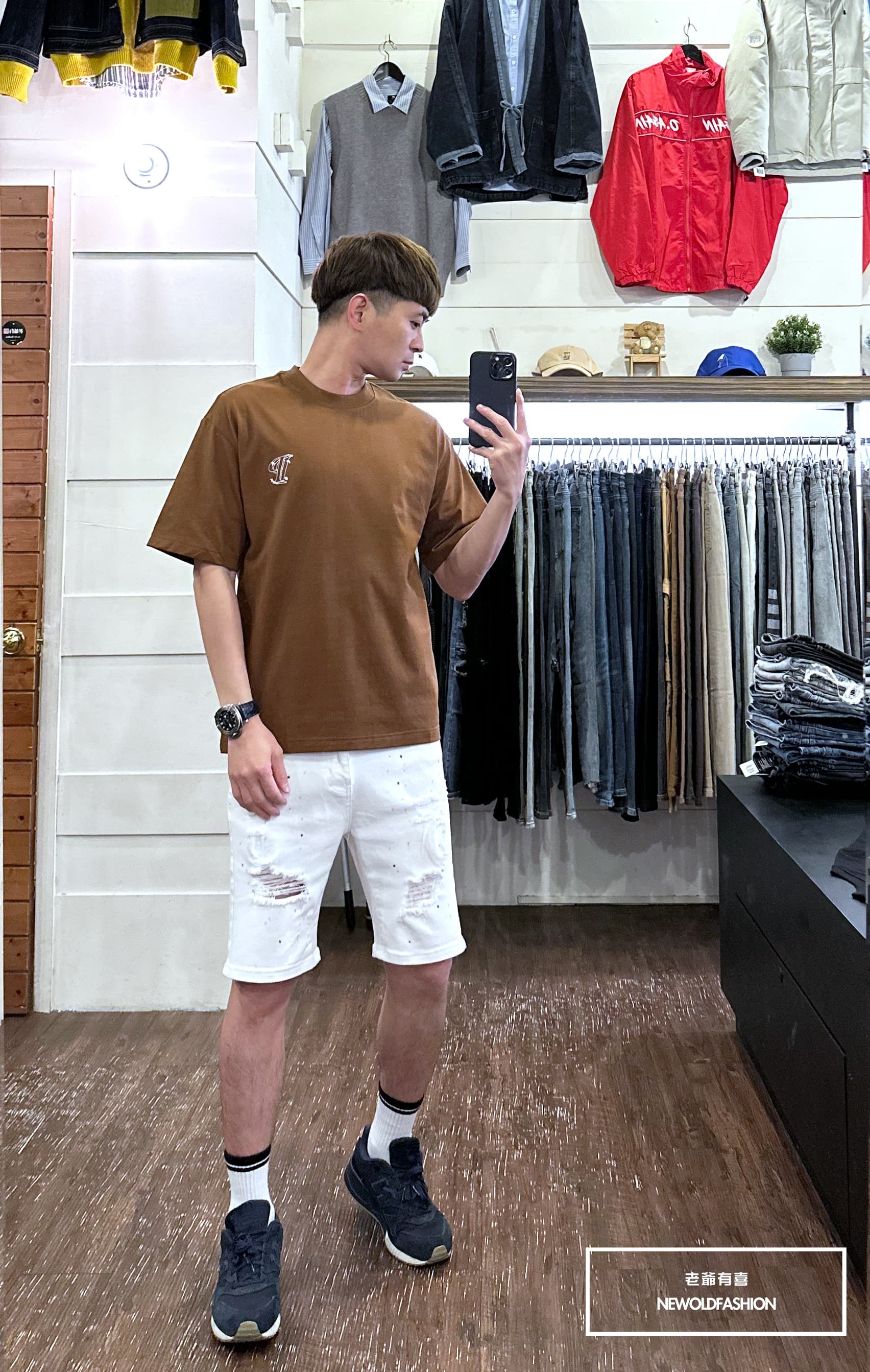 『新品上市』重磅虛線P英字短T(NOF2303C30037)-咖