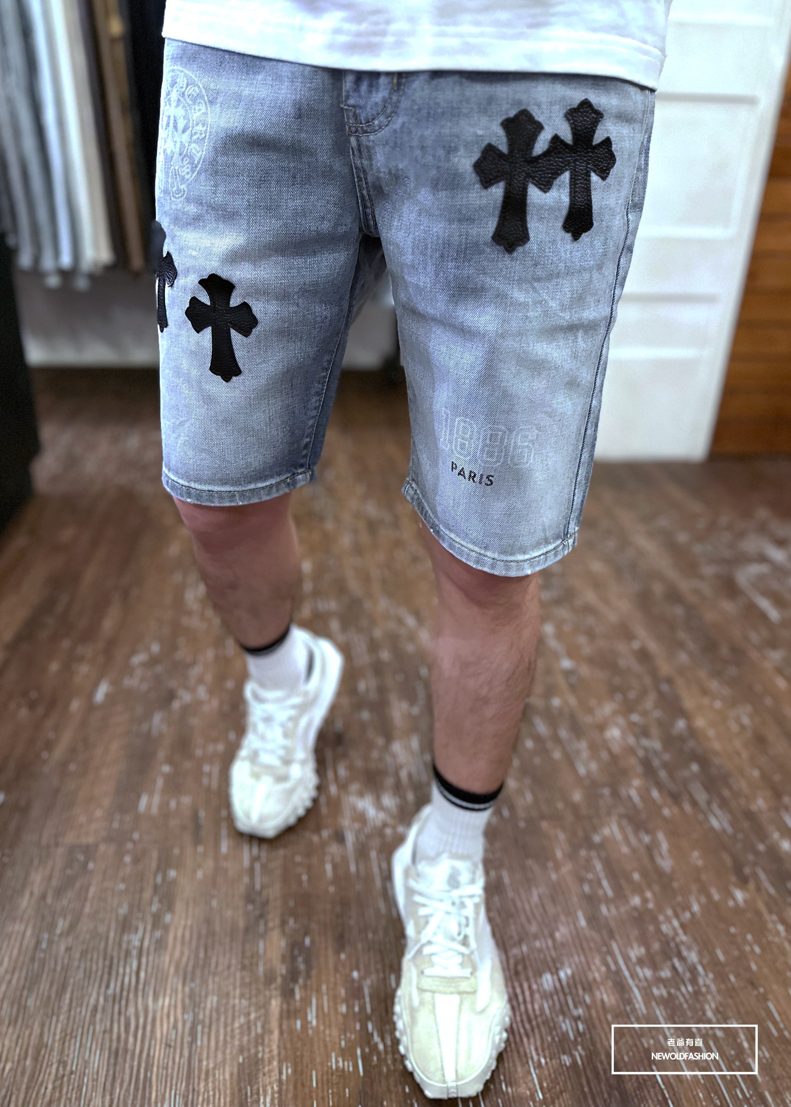 『新品上市』重磅1886十字補丁牛仔短褲(NOF2303195)
