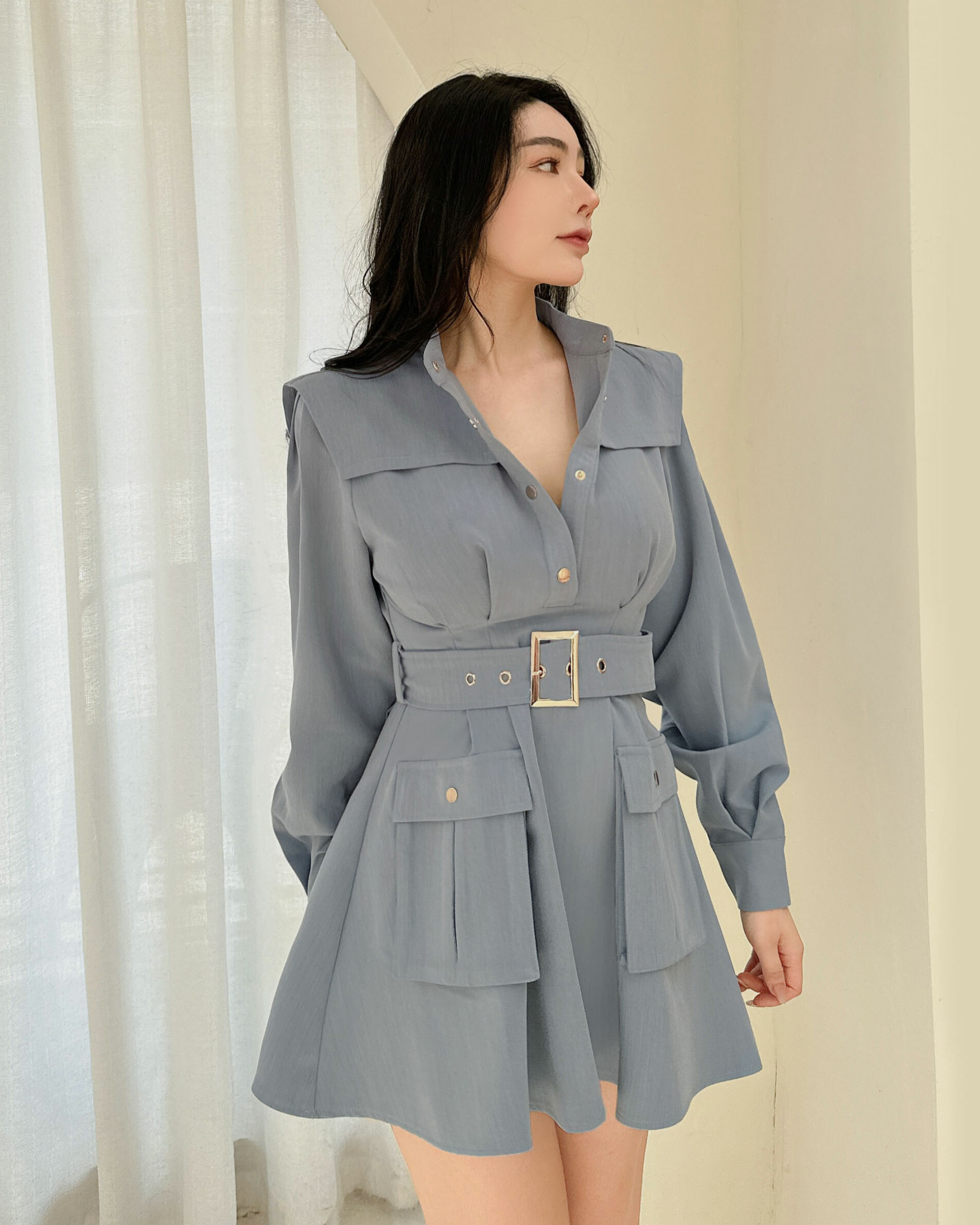 ⭒訂製-英倫披肩收腰金釦傘洋