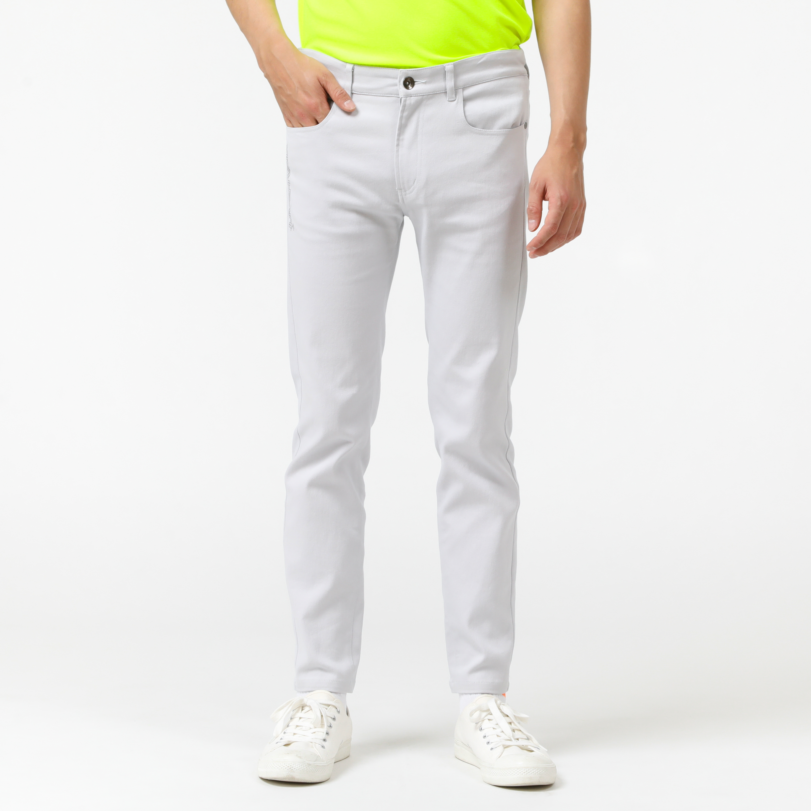 男士 彈力合身長褲