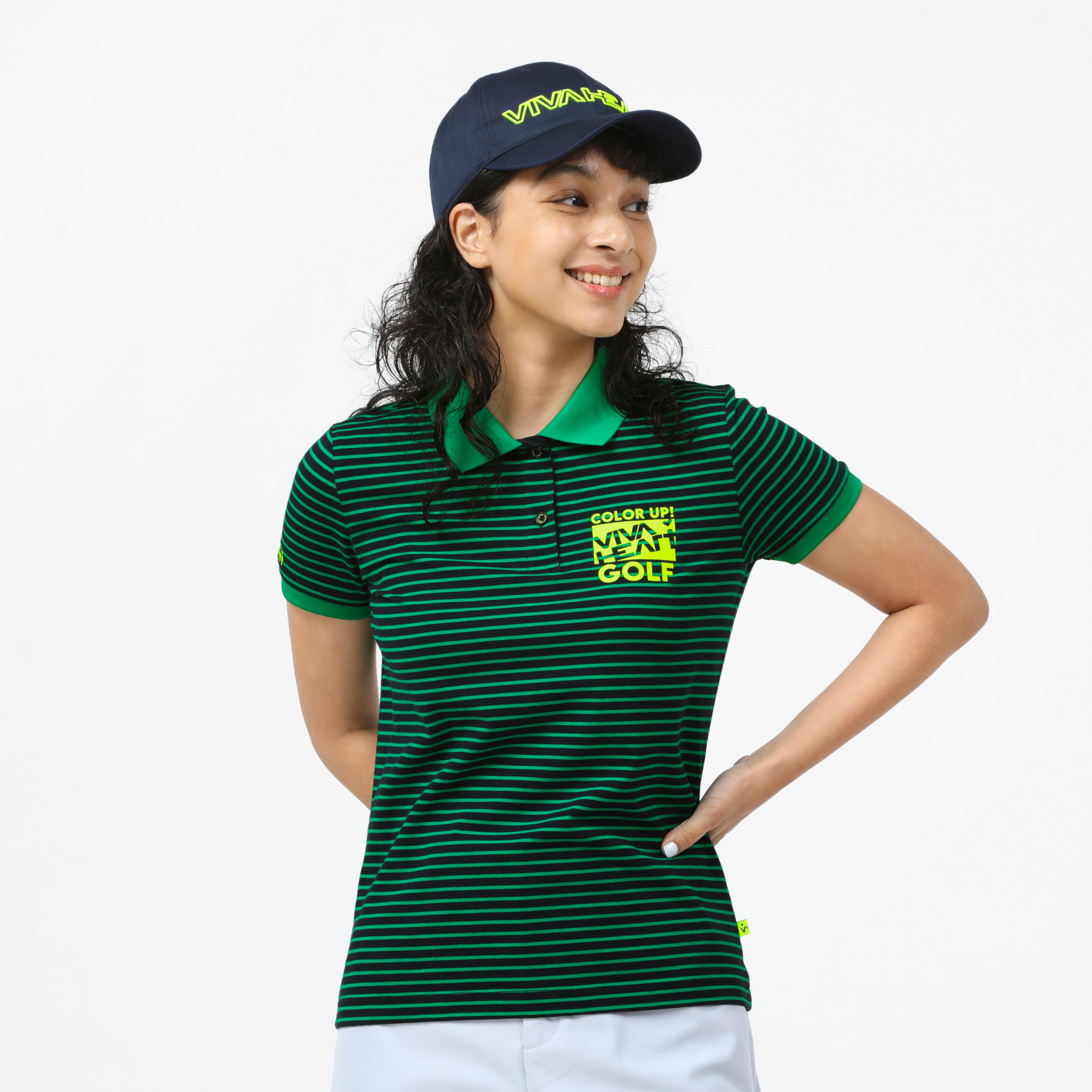 女士 條紋針織領POLO衫