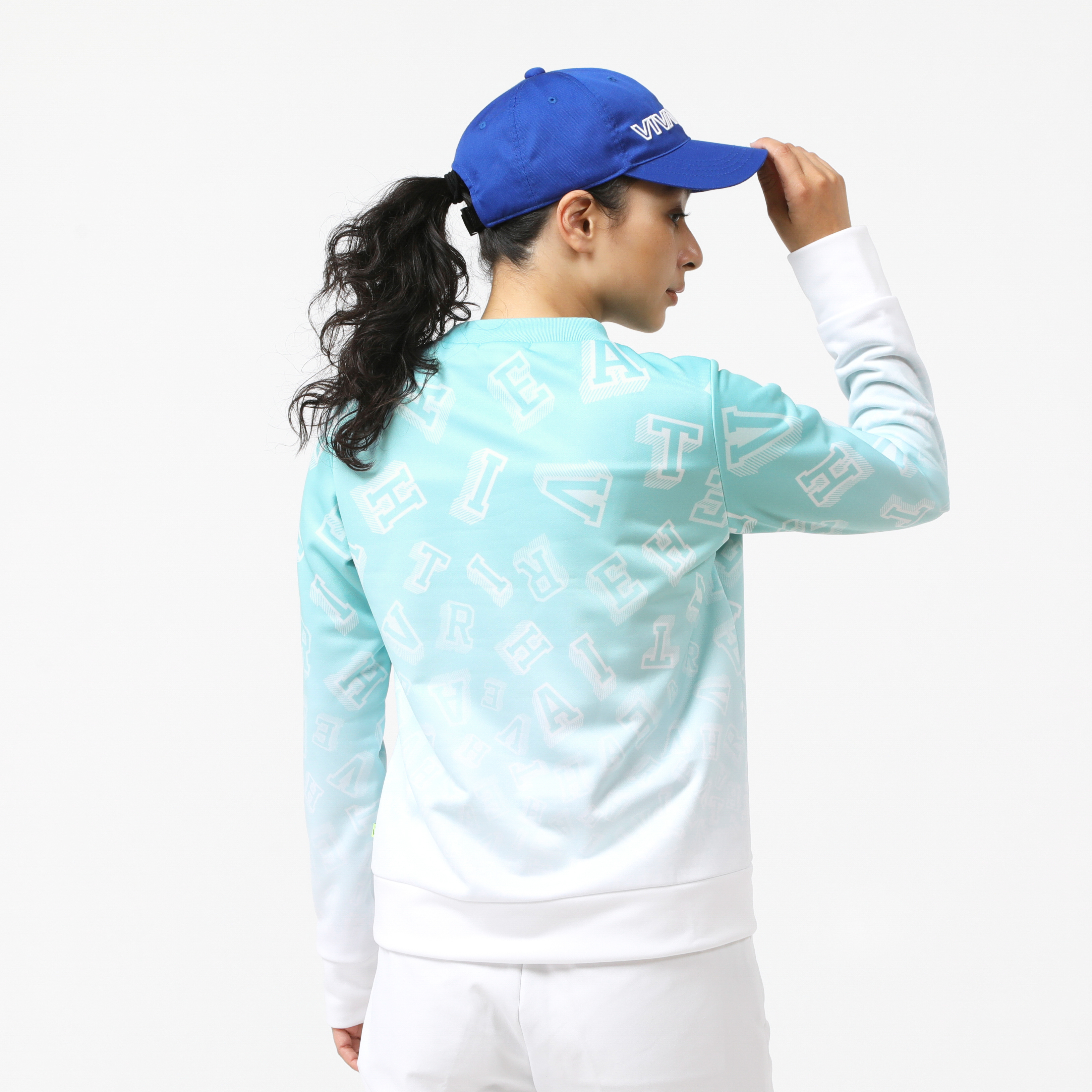 女士 漸層圖樣長袖套頭衫