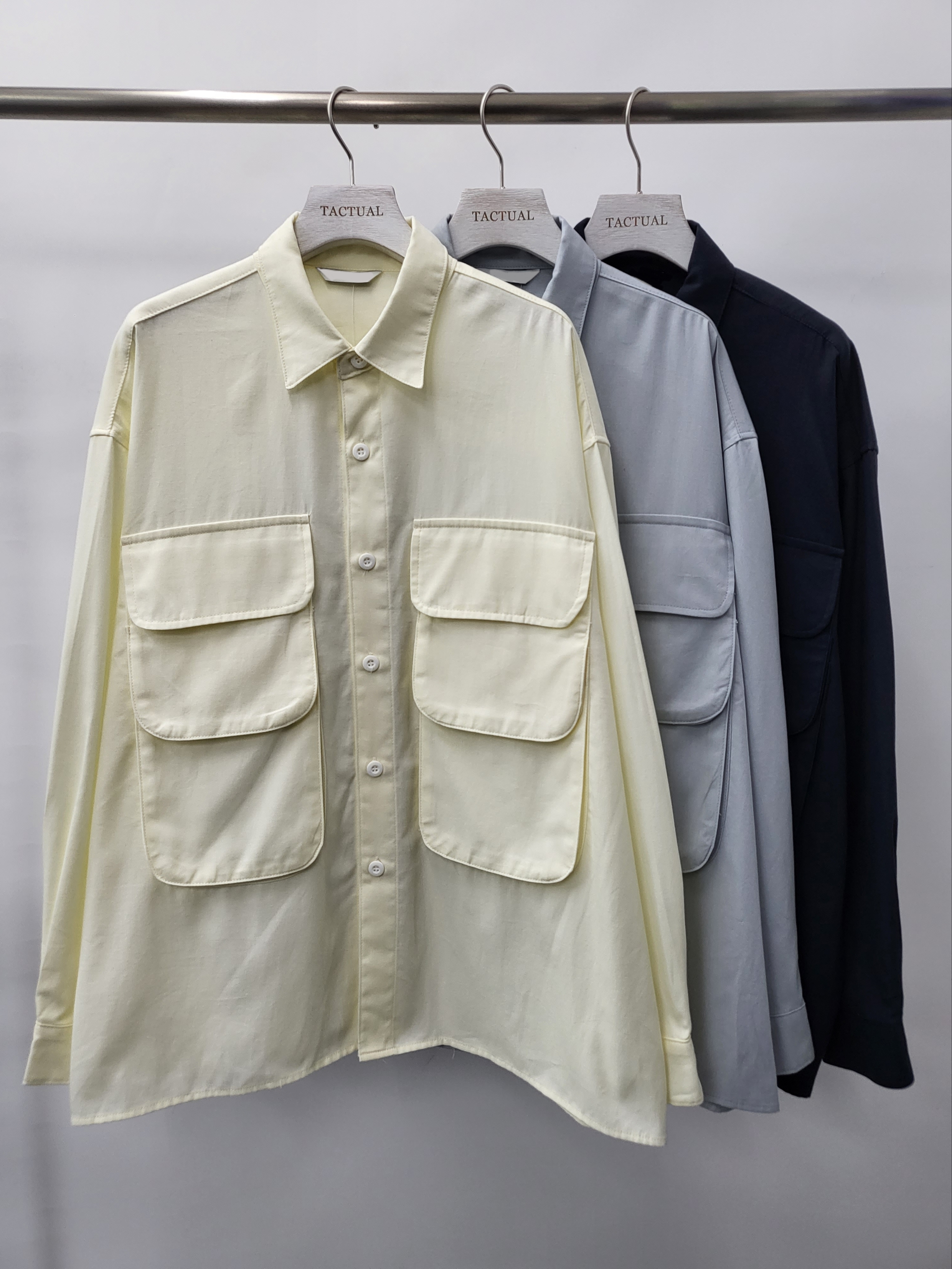 淨色雙袋口長袖恤衫 S1968