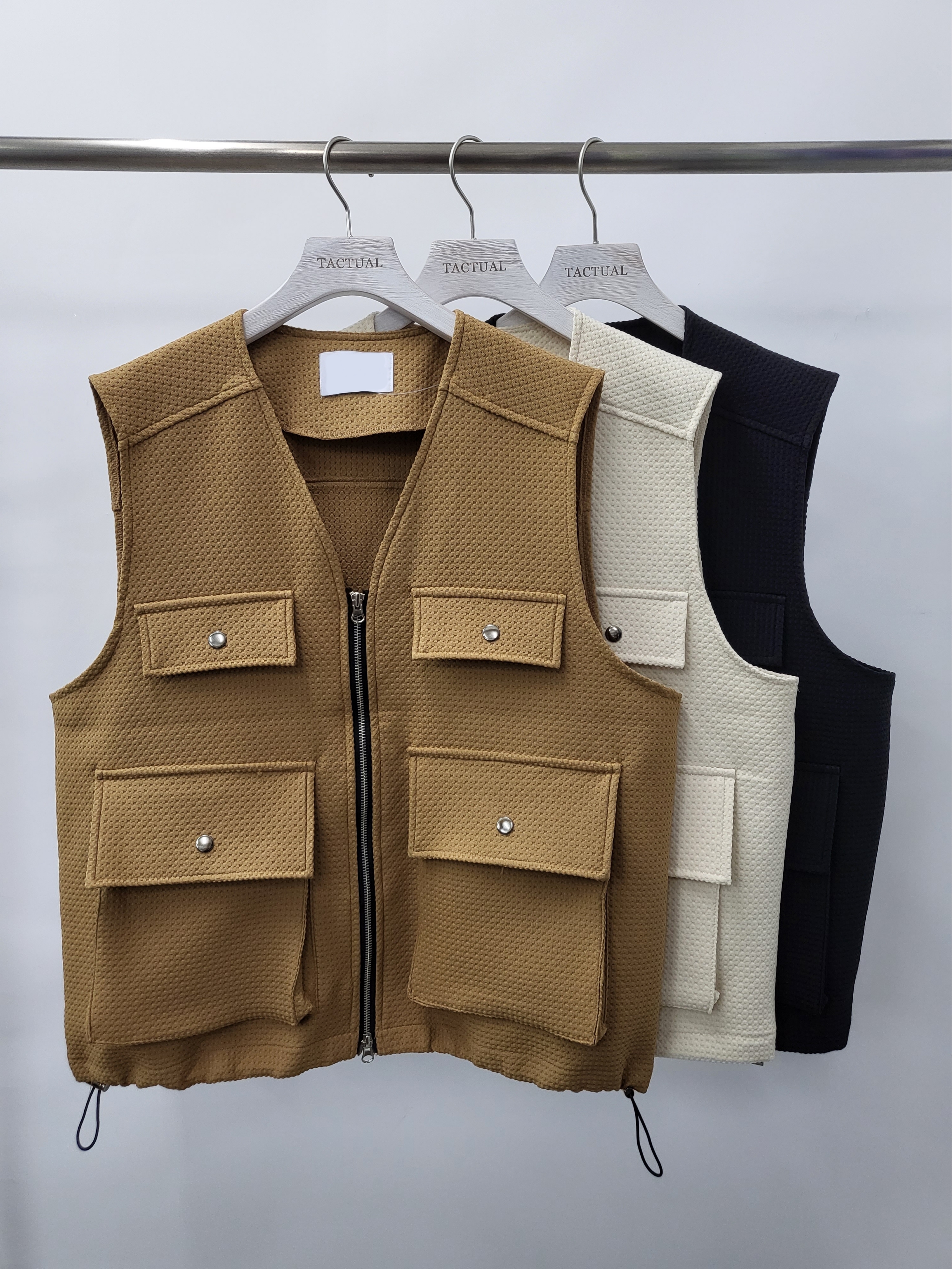 淨色V領拉鍊開胸背心褸 V853