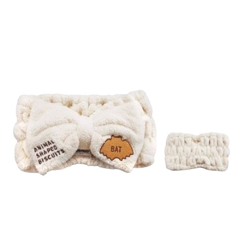 JP 愉快動物餅蝙蝠餅乾刺繡蝴蝶結款頭巾 7168