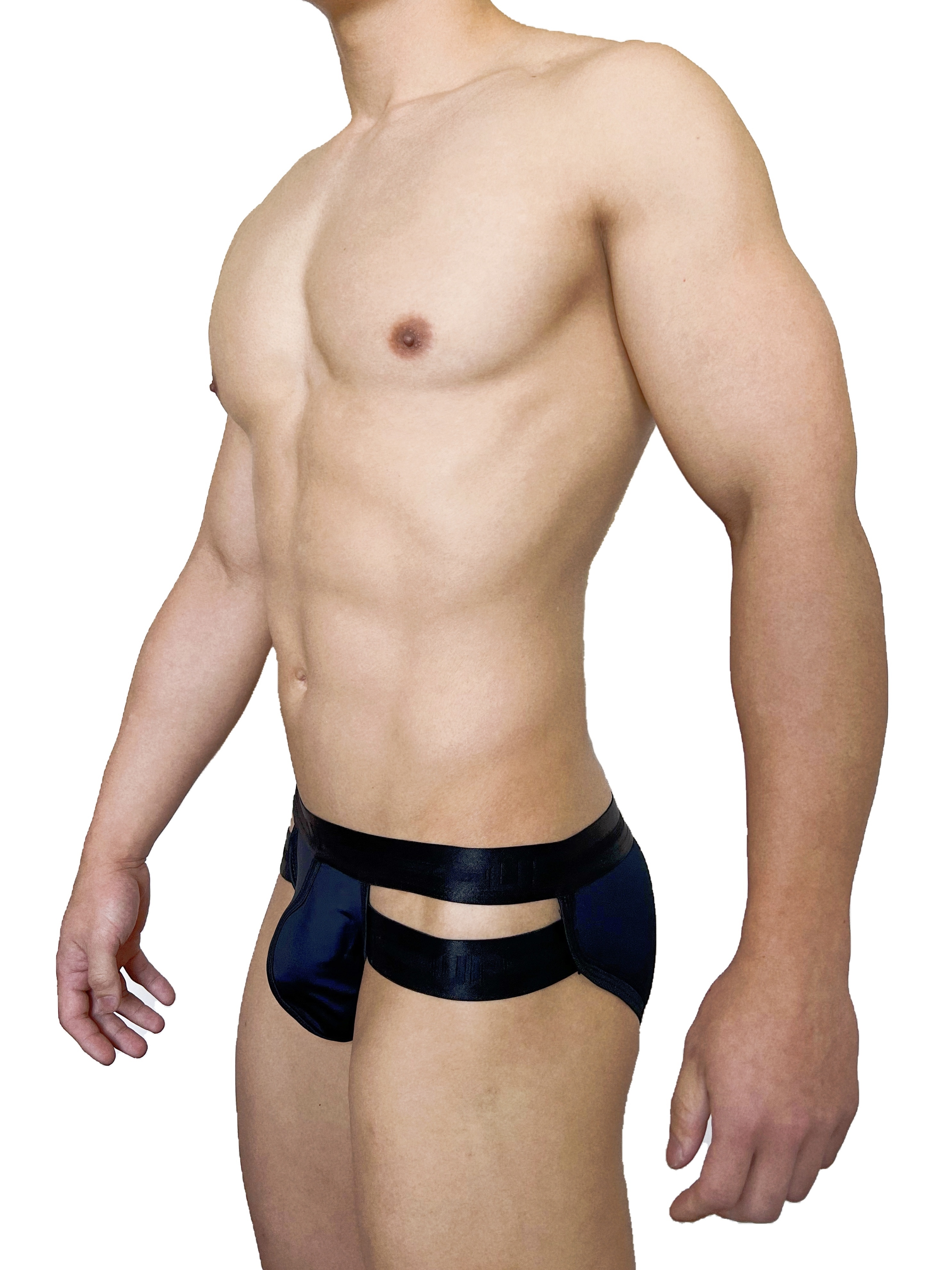 極細纖維系列 - Double Stripe 低腰內褲 極致黑