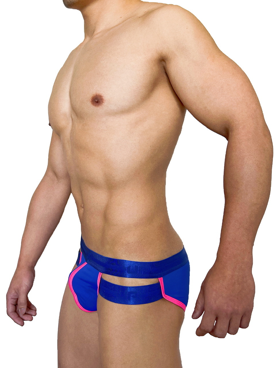 極細纖維系列 - Double Stripe 低腰內褲 鮮彩藍/螢光粉紅