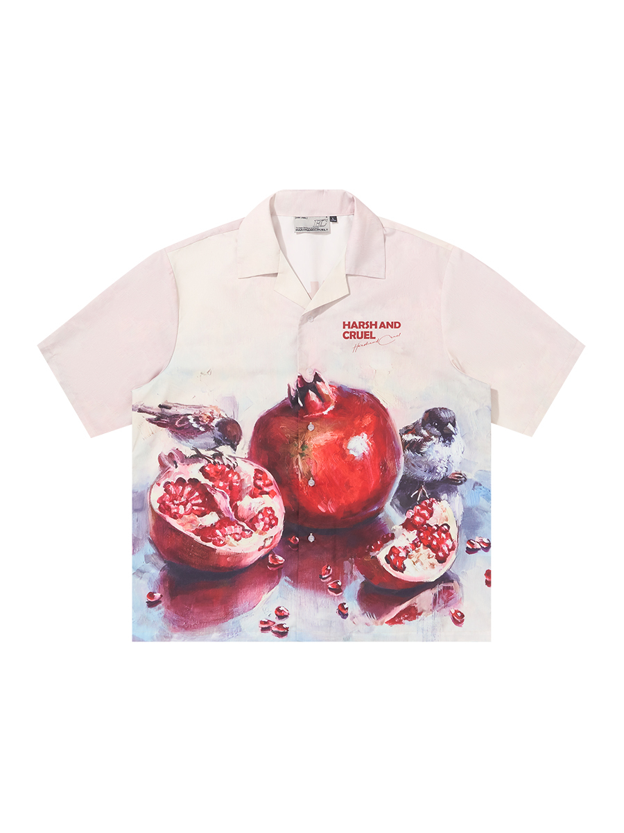 HARSH AND CRUEL 23SS 復古街頭油畫滿版圖像古巴領短袖襯衫 HN232070159