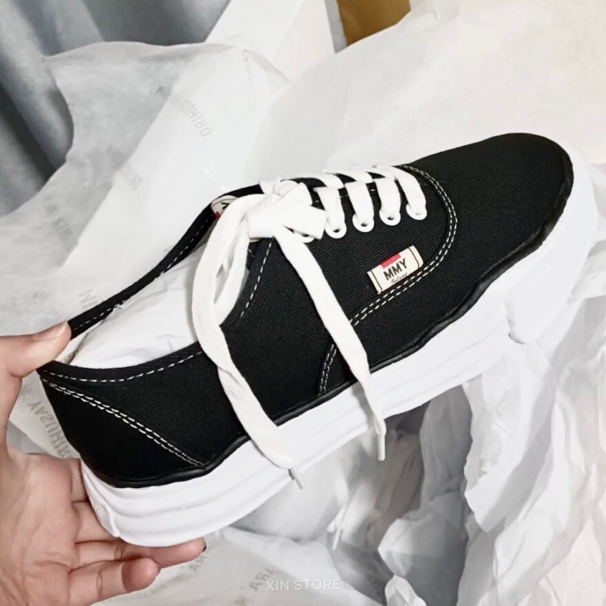 Maison Mihara Yasuhiro MMY OG Sole Canvas Low 溶解鞋 帆布 黑