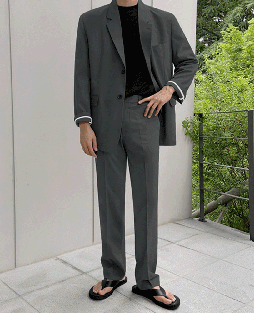 薄款西裝套裝 / 深灰色 2L / 不提供退換貨