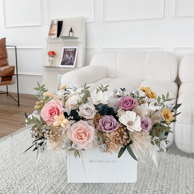 粉紫花園永生盆花