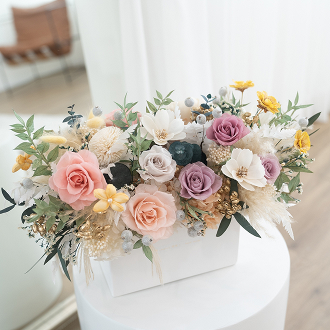 粉紫花園永生盆花