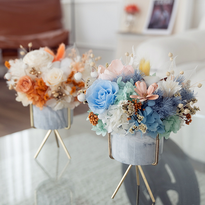 閒暇人經典永生盆花_橘藍&蒂芬尼藍色系